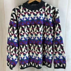 Vintage Women's Sweater Size Large Geometric Y2K  Kitty Hawk Top